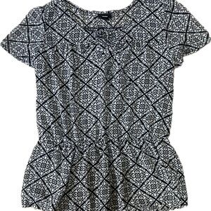 Mossimo Supply Co Black and White Sheer Blouse with Tie at Top